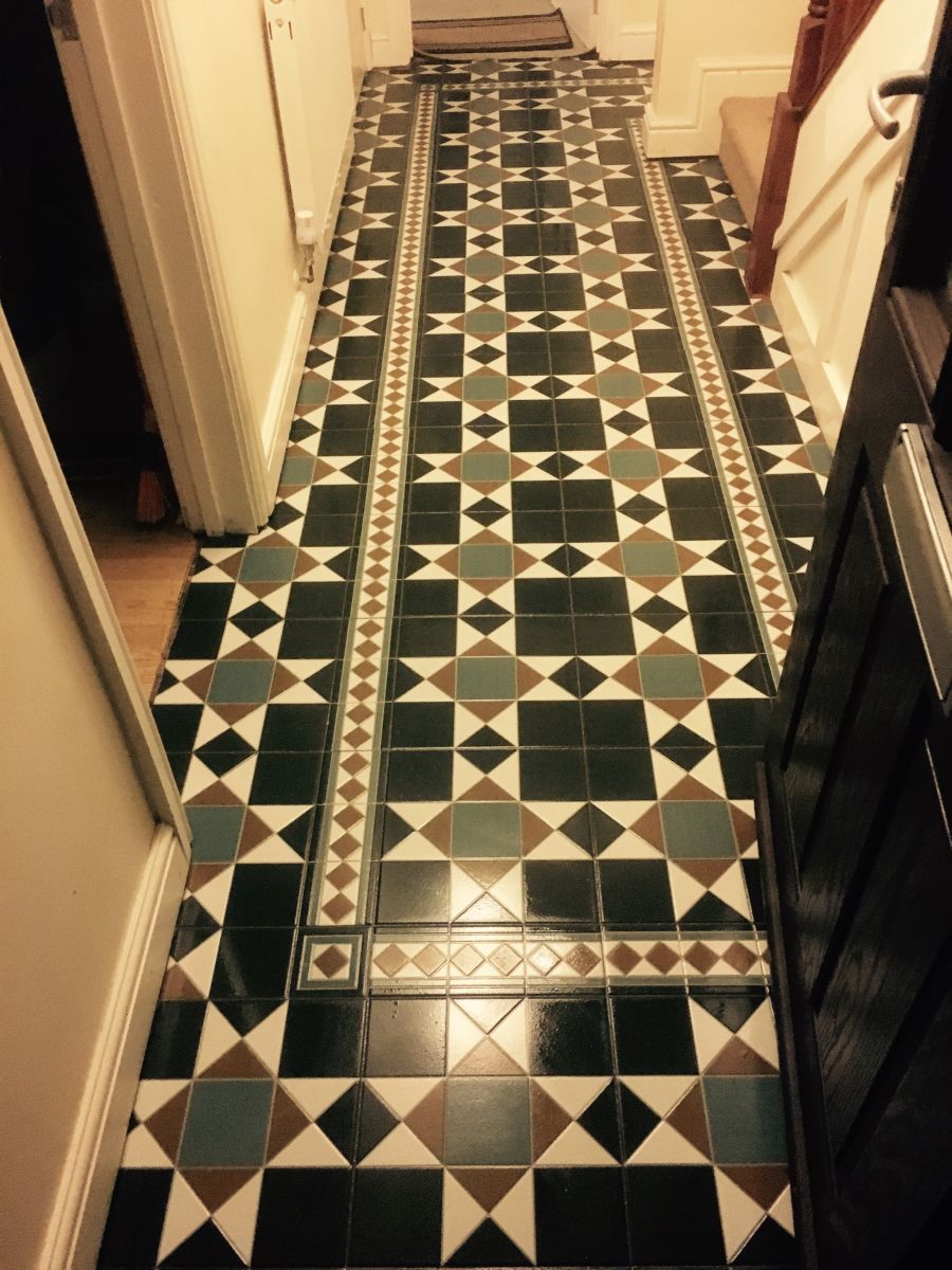 Victorian style hallway floor , Porcelain  tile and stone flooring