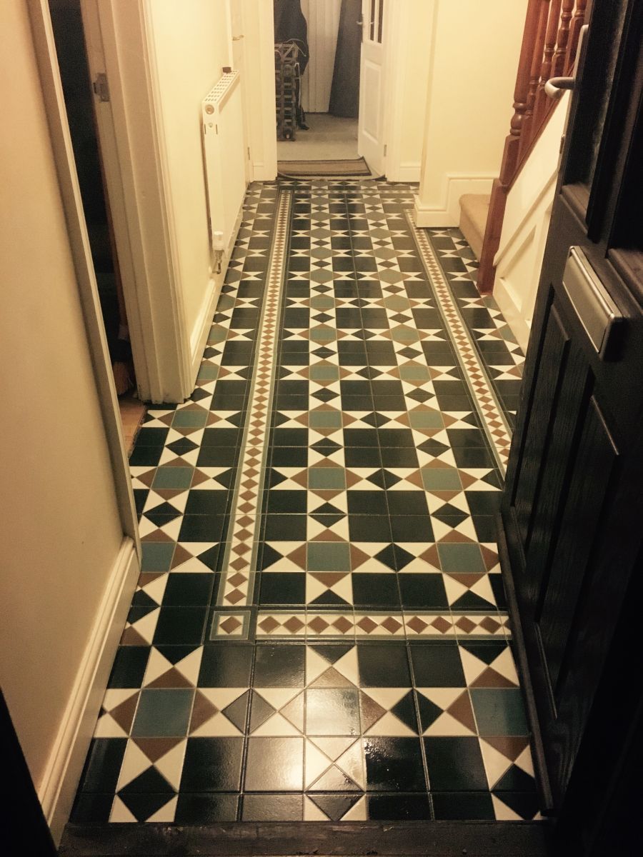 Victorian style hallway floor , Porcelain  tile and stone flooring